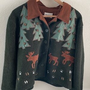 Christopher & Banks women’s fleece nature embellished jacket | size large